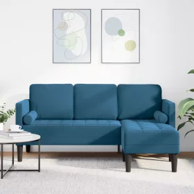  L-alakú kanapé Kék 173x131x67 cm Velúr