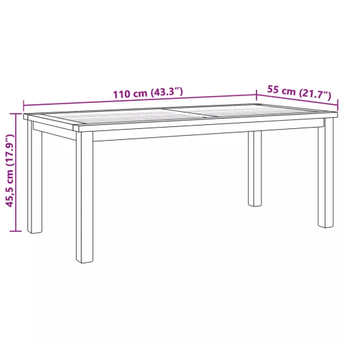  Dohányzóasztal Barna 110 x 55 x 45 cm Tömör tíkfa
