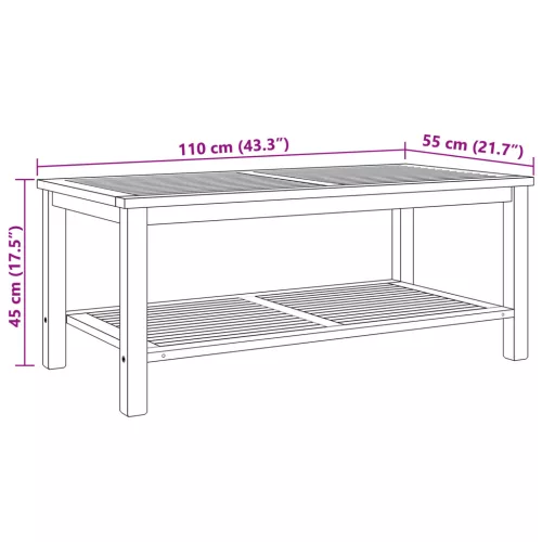  Dohányzóasztal Barna 110 x 55 x 45 cm Tömör tíkfa
