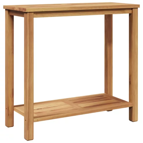  Konzolasztal tárolóval polcokkal Barna 85 x 35 x 75 cm Tömör tíkfa