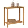  Konzolasztal tárolóval polcokkal Barna 85 x 35 x 75 cm Tömör tíkfa