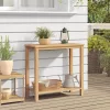  Konzolasztal tárolóval polcokkal Barna 85 x 35 x 75 cm Tömör tíkfa