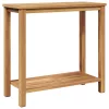  Konzolasztal tárolóval polcokkal Barna 85 x 35 x 75 cm Tömör tíkfa