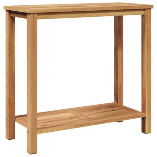  Konzolasztal tárolóval polcokkal Barna 85 x 35 x 75 cm Tömör tíkfa