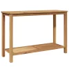  Konzolasztal tárolóval polcokkal Barna 110 x 40 x 45 cm Tömör tíkfa