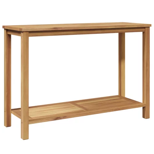  Konzolasztal tárolóval polcokkal Barna 110 x 40 x 45 cm Tömör tíkfa