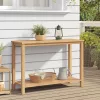  Konzolasztal tárolóval polcokkal Barna 110 x 40 x 45 cm Tömör tíkfa