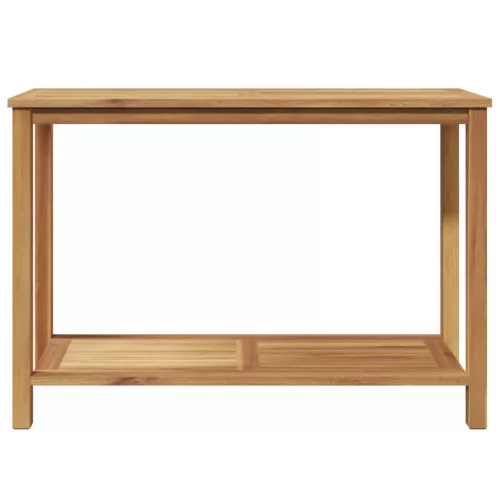  Konzolasztal tárolóval polcokkal Barna 110 x 40 x 45 cm Tömör tíkfa