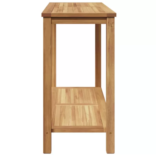 Konzolasztal tárolóval polcokkal Barna 110 x 40 x 45 cm Tömör tíkfa
