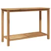  Konzolasztal tárolóval polcokkal Barna 110 x 40 x 45 cm Tömör tíkfa