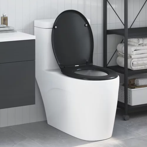  Gyorskioldó WC Ülőke Puha Záró Duroplast Fekete