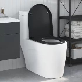  Gyorskioldó WC Ülőke Lassan Záródó Duroplast Fekete