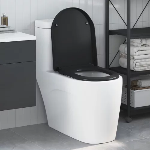  Gyorskioldó WC Ülőke Lassan Záródó Duroplast Fekete