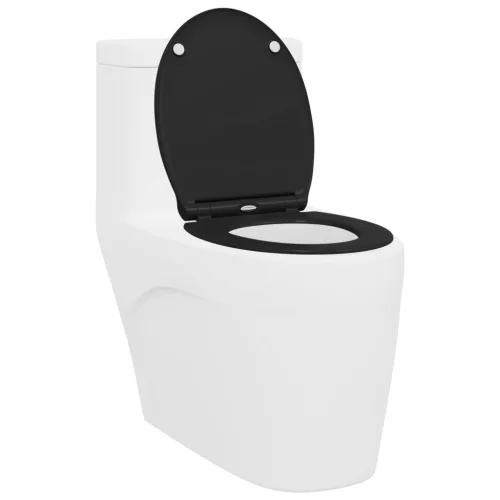  Gyorsan Oldható WC Ülőke Puha Zárral Duroplast Fekete