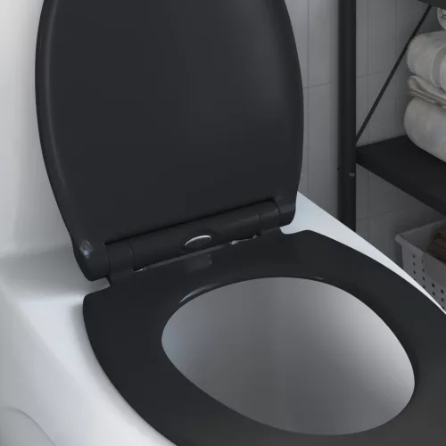  Gyorsan Oldható WC Ülőke Puha Zárral Duroplast Fekete
