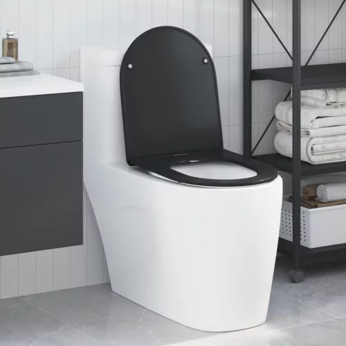  Gyorsan Rögzíthető WC Ülőke Puha Zárással - Duroplast, Fekete