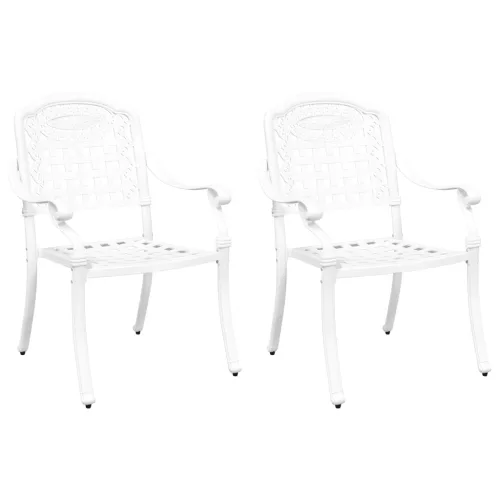  Kerti Székek 2 db Fehér Öntött Alumínium