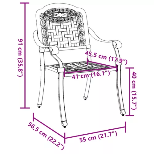  Kerti Székek 2 db Zöld Öntött Alumínium