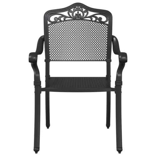  Kerti székek 2 db Fekete Öntött Alumínium