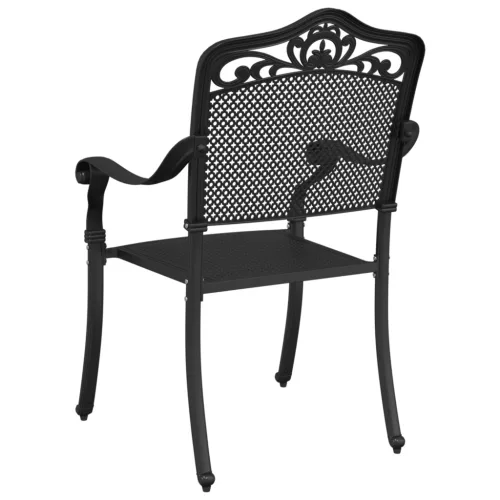  Kerti székek 2 db Fekete Öntött Alumínium