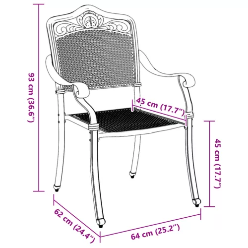  Kerti székek 2 db Zöld Öntött Alumínium