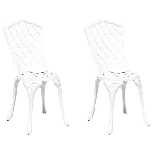  Kerti Székek 2 db Fehér Öntött Alumínium