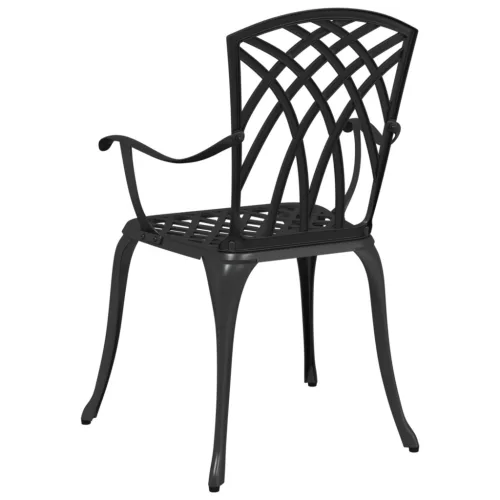  Kerti székek 2 db Fekete Öntött Alumínium