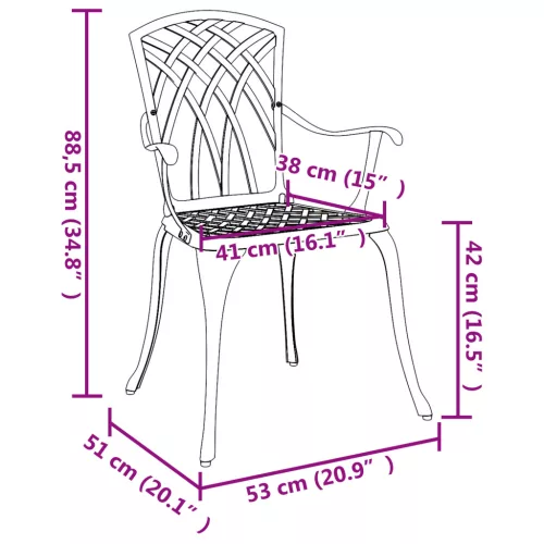  Kerti Székek 2 db Zöld Öntött Alumínium