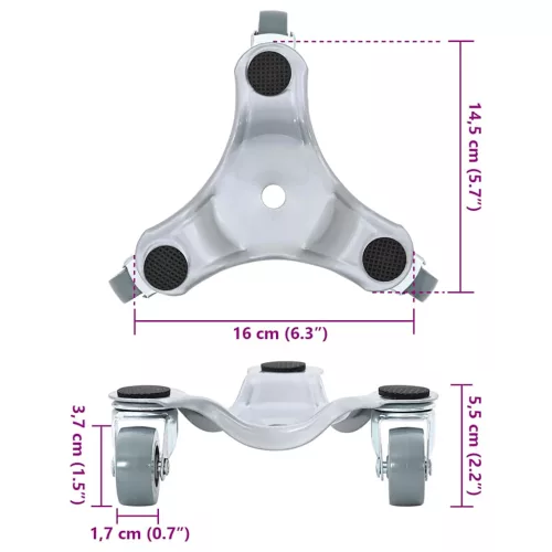  4 db bútorgörgő, 16 x 14,5 x 5,5 cm, acél, 180 kg