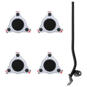  4 db bútorgörgő emelővel, 14,5x13,5x4 cm, acél, 400 kg