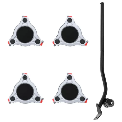  4 db bútorgörgő emelővel, 14,5x13,5x4 cm, acél, 400 kg