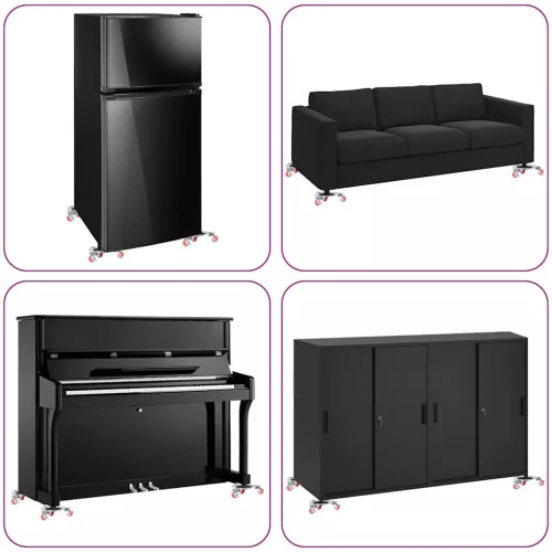  4 db bútorgörgő emelővel, 14,5x13,5x4 cm, acél, 400 kg