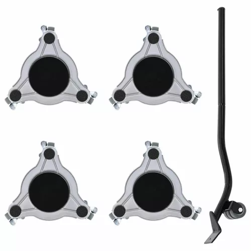  4 db bútorgörgő emelővel, 19x17,5x6 cm, acél, 1000 kg