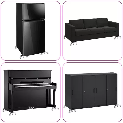  4 db bútorgörgő emelővel, 19x17,5x6 cm, acél, 1000 kg