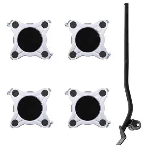  4 db bútorgörgő emelővel, 15,5x15,5x5,5 cm, acél, 1000 kg