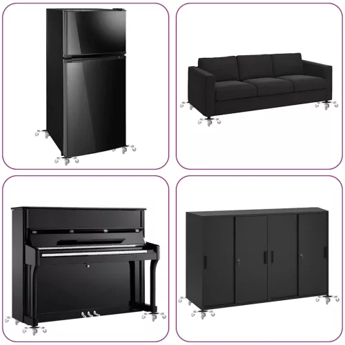  4 db bútorgörgő emelővel, 15,5x15,5x5,5 cm, acél, 1000 kg