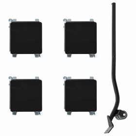    4 db bútorgörgő emelővel, 13,5x13,5x6 cm, acél, 1300 kg