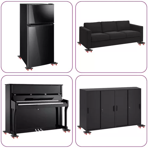  4 db fekete bútorgörgő emelővel, 13,5 x 13,5 x 4,2 cm, 300 kg