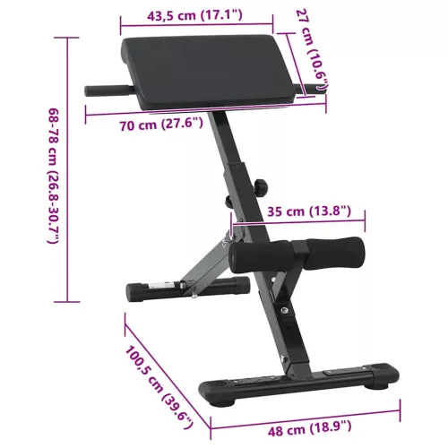  Hyperextension pad Fekete 100,5 x 70 x 78 cm Porszórt acél