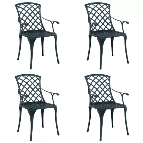  Kerti Székek Rakható 4 db Zöld Öntött Alumínium