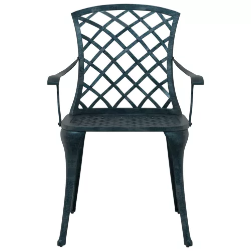  Kerti Székek Rakható 4 db Zöld Öntött Alumínium