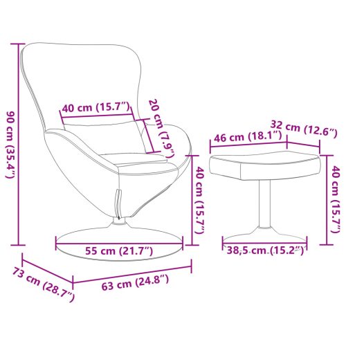  Tojásfotel Puffal Kék Bársonyos