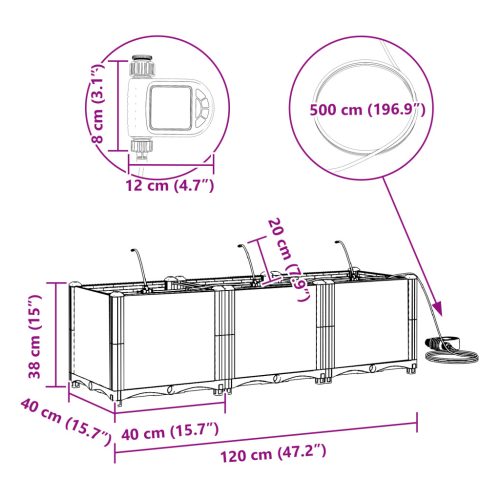  Kerti Ültetők Vízelvezető Rendszerrel 3 db Szürke