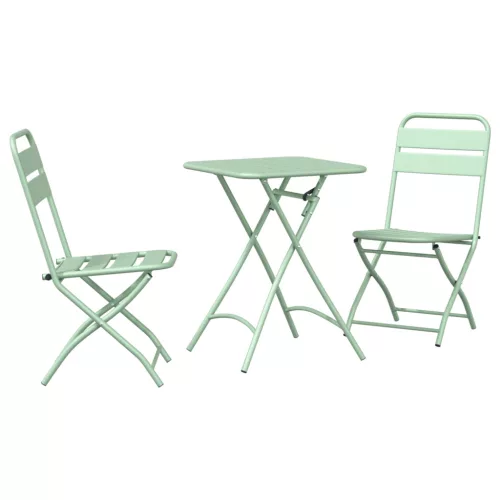  3 részes összecsukható bistró szett világos menta acélból