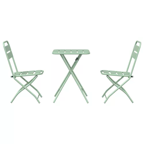  3 részes összecsukható bistró szett világos menta acélból