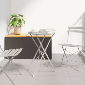    Összecsukható Bisztróasztal Bézs Ø50x71 cm Porbevonatos Acél