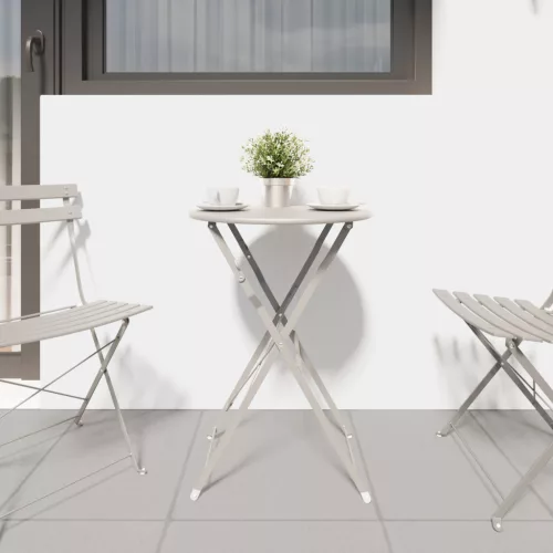  Összecsukható Bisztróasztal Bézs Ø50x71 cm Porbevonatos Acél