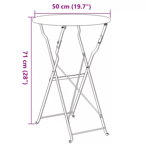  Összecsukható Bisztróasztal Bézs Ø50x71 cm Porbevonatos Acél
