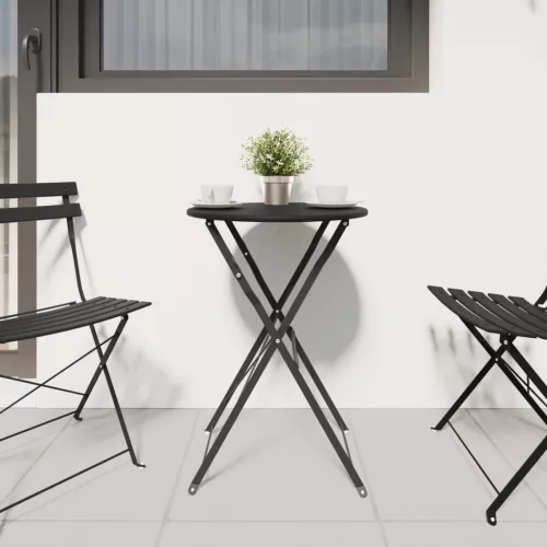  Összecsukható Bisztróasztal Antracit Ø50x71 cm Porszórt Acél