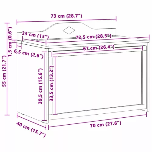  Játék Doboz tárolóval Fehér 73 x 33 x 55 cm Faanyag